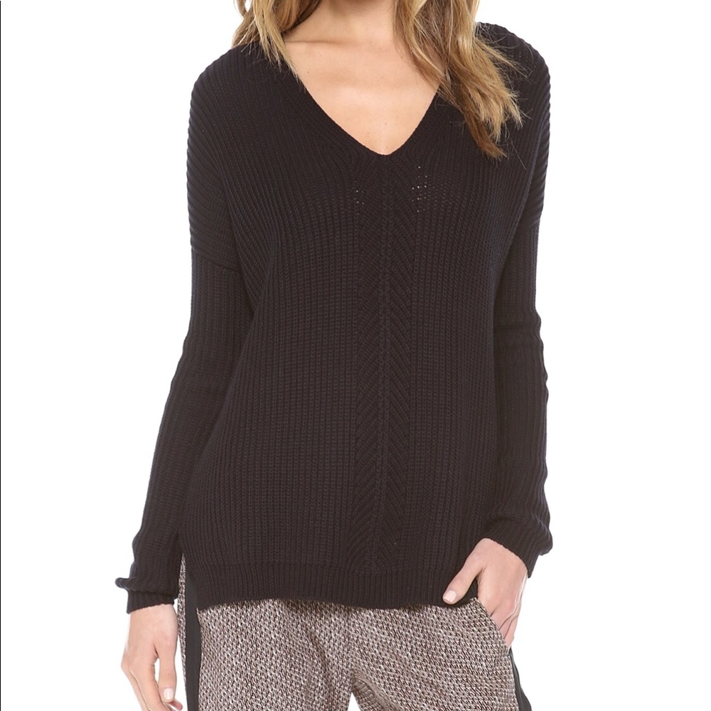 Vince Directional Rib V Neck Sweater